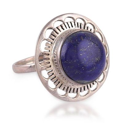 Alternate image for Classic Sterling Silver and Lapis Lazuli Jewel Cocktail Ring Royal Kiss