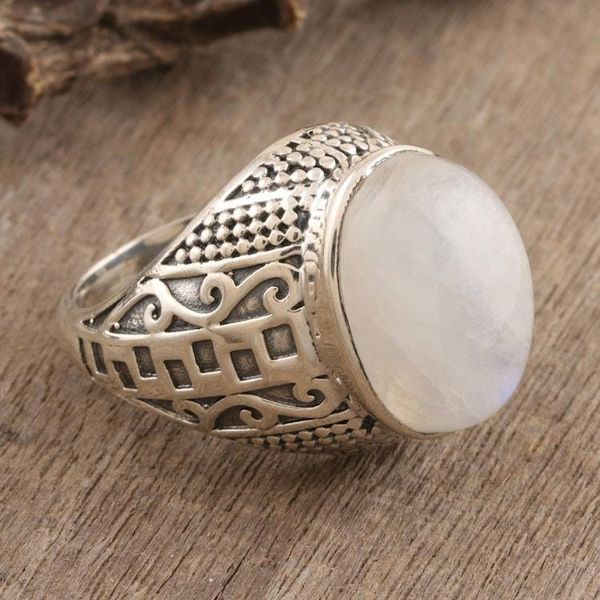 Alternate image for Rainbow Moonstone Cabochon Ring from India Magic in the Mist