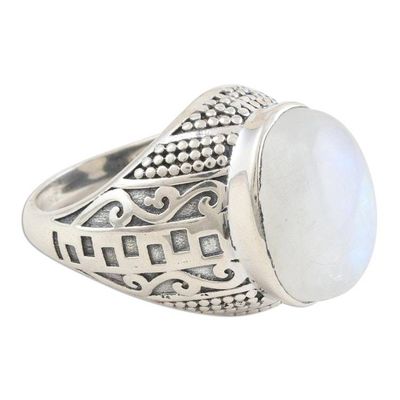 Alternate image for Rainbow Moonstone Cabochon Ring from India Magic in the Mist