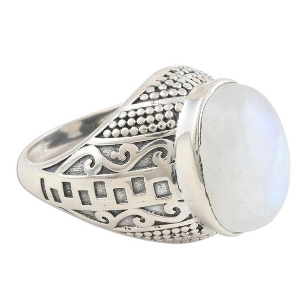 Alternate image for Rainbow Moonstone Cabochon Ring from India Magic in the Mist