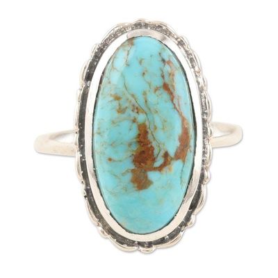 Alternate image for Hand Crafted Sterling Silver Cocktail Ring Marbled Sea