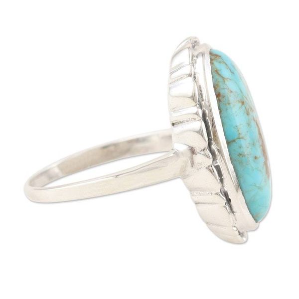 Alternate image for Hand Crafted Sterling Silver Cocktail Ring Marbled Sea