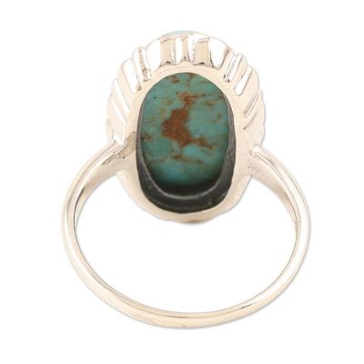 Alternate image for Hand Crafted Sterling Silver Cocktail Ring Marbled Sea