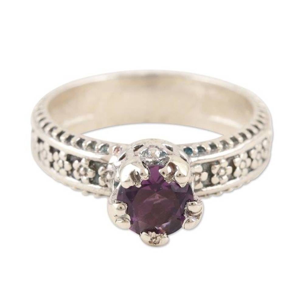 Amethyst and Sterling Silver Solitaire Ring 'Wonder Years'