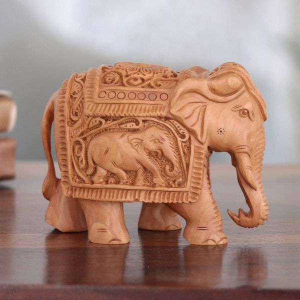 Alternate image for Hand Made Kadam Wood Elephant Sculpture Pomp and Pachyderm