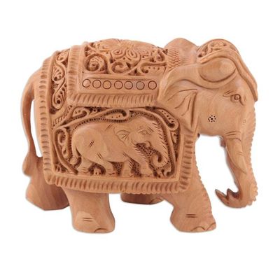 Alternate image for Hand Made Kadam Wood Elephant Sculpture Pomp and Pachyderm