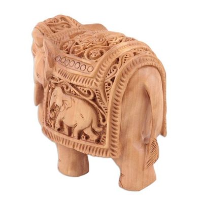 Alternate image for Hand Made Kadam Wood Elephant Sculpture Pomp and Pachyderm