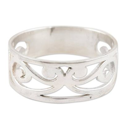 Alternate image for Sterling Silver Jali Vine Themed Band Ring from India Jali Vines