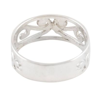 Alternate image for Sterling Silver Jali Vine Themed Band Ring from India Jali Vines