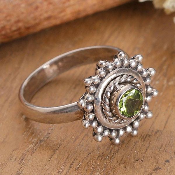 Alternate image for Polished Sun-Themed Natural Peridot Cocktail Ring from India Lucky Spring