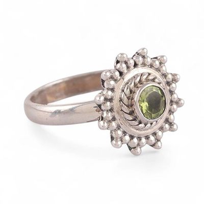 Alternate image for Polished Sun-Themed Natural Peridot Cocktail Ring from India Lucky Spring