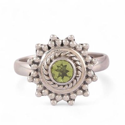 Alternate image for Polished Sun-Themed Natural Peridot Cocktail Ring from India Lucky Spring