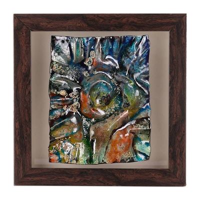 Alternate image for Abstract Cosmic-Themed Vitreous Enamel on Copper Wall Art Cosmic Resonance