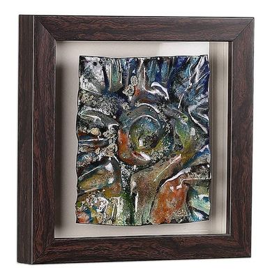 Alternate image for Abstract Cosmic-Themed Vitreous Enamel on Copper Wall Art Cosmic Resonance