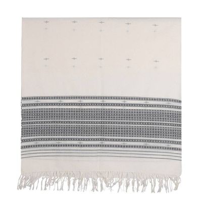 Primary image for Patterned Onyx and Alabaster 100 Cotton Shawl with Fringes Alabaster Legacy