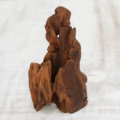 Alternate image for Hand Carved Driftwood Sculpture of Three Friends Friends of Nature