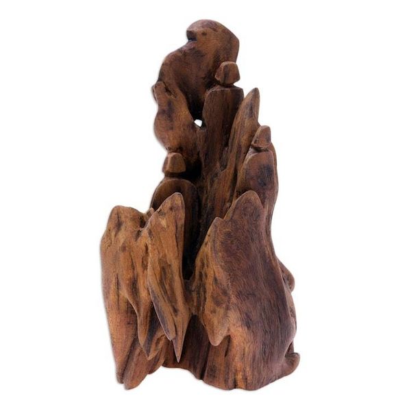 Alternate image for Hand Carved Driftwood Sculpture of Three Friends Friends of Nature