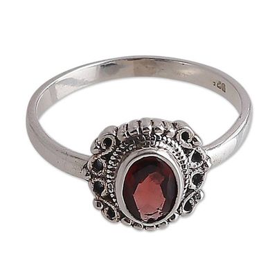 Alternate image for Baroque-Inspired Natural One-Carat Garnet Single Stone Ring Lovers Memory