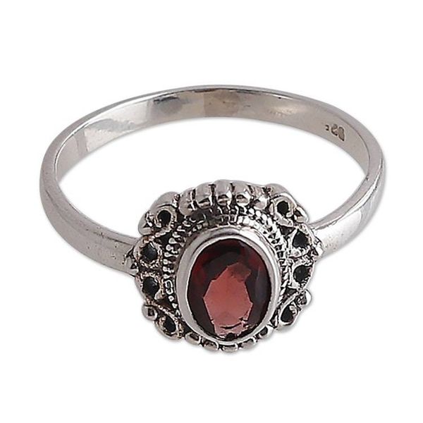 Alternate image for Baroque-Inspired Natural One-Carat Garnet Single Stone Ring Lovers Memory