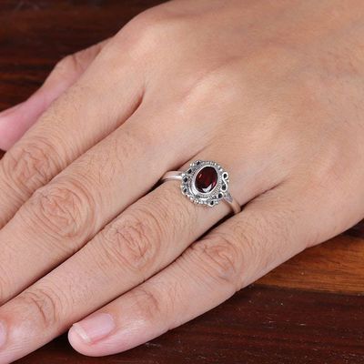 Alternate image for Baroque-Inspired Natural One-Carat Garnet Single Stone Ring Lovers Memory