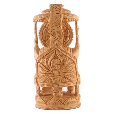 Alternate image for Traditional Hand-Carved Kadam Wood Ganesha Sculpture Sheltered by Grace