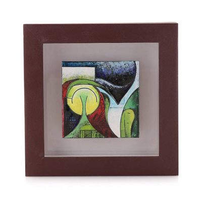 Alternate image for Modern Abstract Framed Vitreous Enamel on Copper Wall Art Vivid Journey