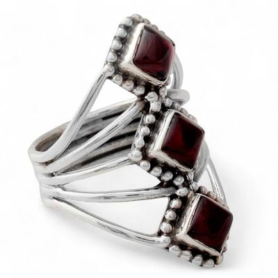 Alternate image for Garnet Sterling Silver Multi-Stone Cocktail Ring from India Vibrant Allure