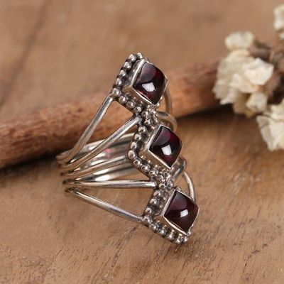 Alternate image for Garnet Sterling Silver Multi-Stone Cocktail Ring from India Vibrant Allure