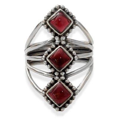 Alternate image for Garnet Sterling Silver Multi-Stone Cocktail Ring from India Vibrant Allure