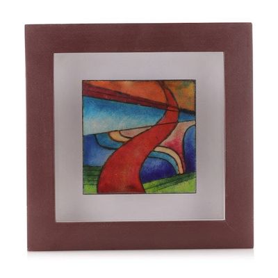 Alternate image for Abstract Nature-Inspired Vitreous Enamel on Copper Wall Art Unity with Nature