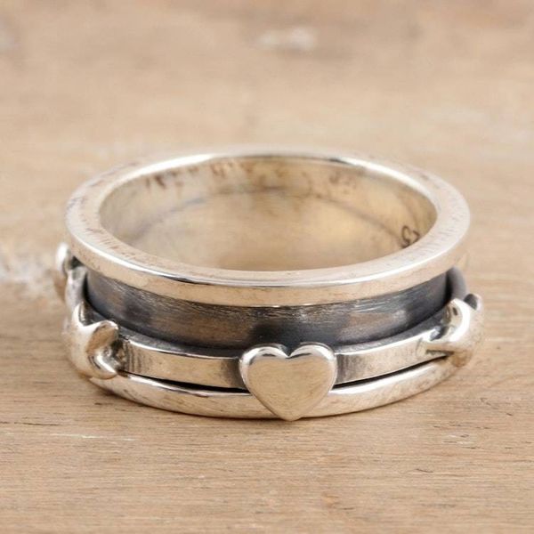Alternate image for Romantic Sterling Silver Meditation Ring Crafted in India Stellar Love