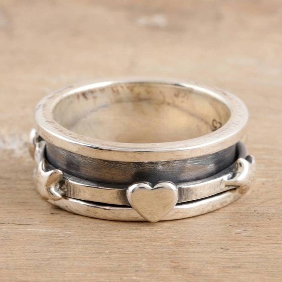 Romantic Sterling Silver Meditation Ring Crafted in India 'Stellar Love'