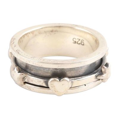 Alternate image for Romantic Sterling Silver Meditation Ring Crafted in India Stellar Love