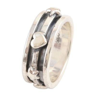 Alternate image for Romantic Sterling Silver Meditation Ring Crafted in India Stellar Love