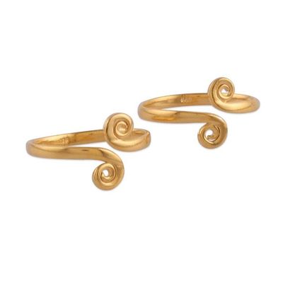 Alternate image for Pair of 22k Gold-Plated Silver Adjustable Wrap Toe Rings Sublime Luminosity