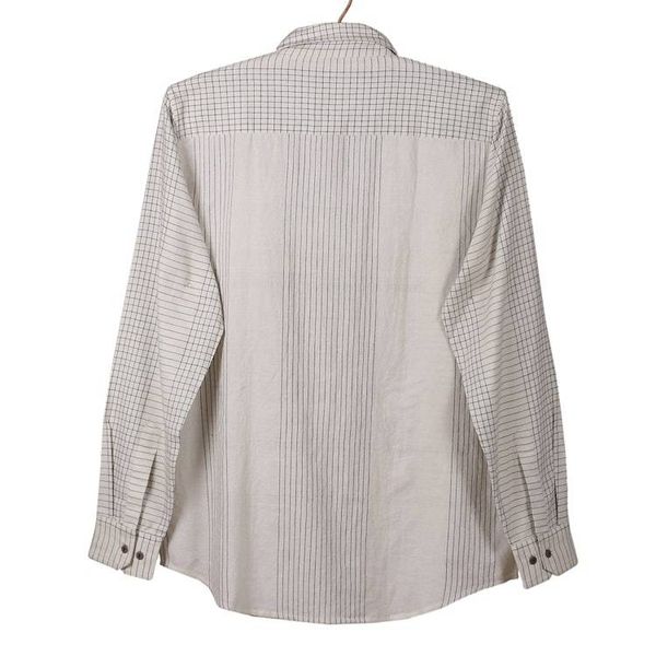 Alternate image for Checkered Pattern White and Black 100 Cotton Shirt for Men Checkered Seigneur