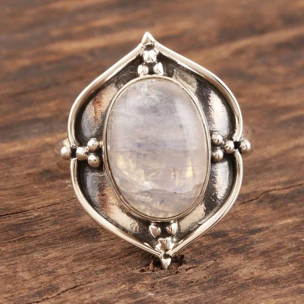 Alternate image for Natural Rainbow Moonstone Cocktail Ring from India Shimla Shimmer