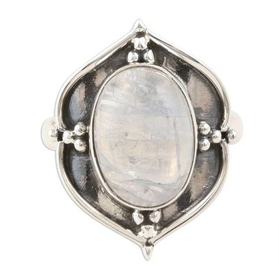 Alternate image for Natural Rainbow Moonstone Cocktail Ring from India Shimla Shimmer