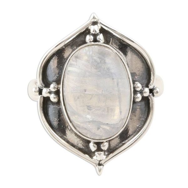 Alternate image for Natural Rainbow Moonstone Cocktail Ring from India Shimla Shimmer