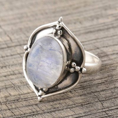 Alternate image for Natural Rainbow Moonstone Cocktail Ring from India Shimla Shimmer