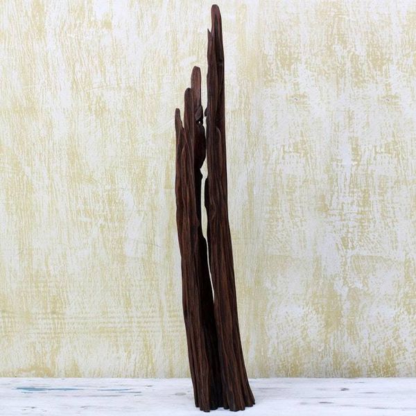 Alternate image for Hand Carved Driftwood Abstract Sculpture from India Magical Touch