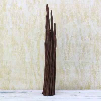 Alternate image for Hand Carved Driftwood Abstract Sculpture from India Magical Touch