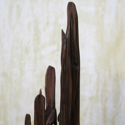 Alternate image for Hand Carved Driftwood Abstract Sculpture from India Magical Touch