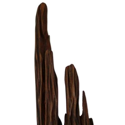 Alternate image for Hand Carved Driftwood Abstract Sculpture from India Magical Touch