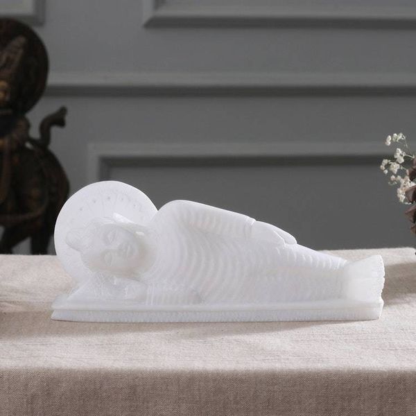 Alternate image for Artisan Crafted Marble Sculpture India Buddhism Art Reclining Buddha