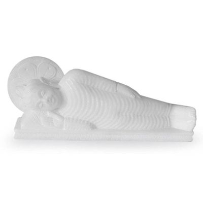 Alternate image for Artisan Crafted Marble Sculpture India Buddhism Art Reclining Buddha