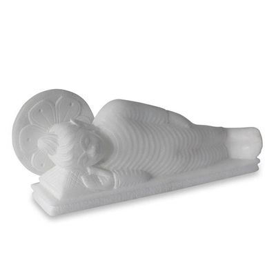Alternate image for Artisan Crafted Marble Sculpture India Buddhism Art Reclining Buddha
