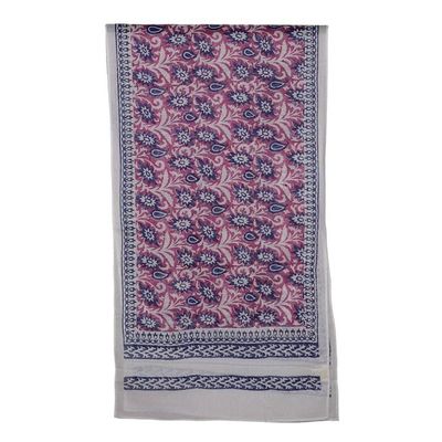 Alternate image for Cotton Shawl with Block-Printed Floral Leaf Paisley Motifs Floral Whimsy