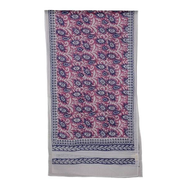 Alternate image for Cotton Shawl with Block-Printed Floral Leaf Paisley Motifs Floral Whimsy