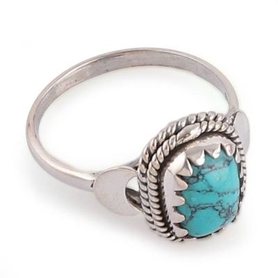 Alternate image for Half-Moon-Themed Recon Turquoise Stone Cocktail Ring Peaceful Luxury